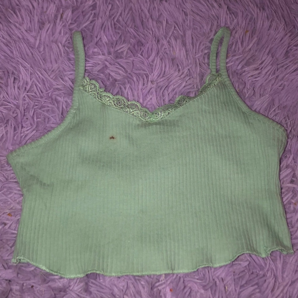 Green tank top crop top